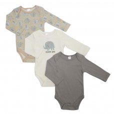 CC213-BS: Boys 3 Pack Long Sleeved Bodysuits (0-6 Months)